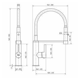 Griferia cocina monocomando kitchen Pro c/flex Piazza