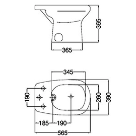 Sanitarios Bidet Ferrum Adriatica 3 Agujeros Blanco