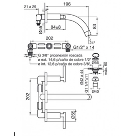 Griferia baño Fv Lavatorio De Pared Lever Nerea 203/59l