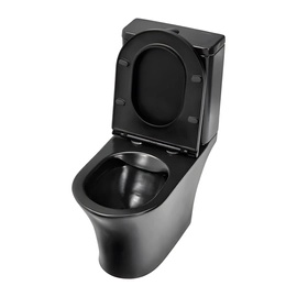 Inodoro largo con asiento y deposito Piazza Abruzzo doble descarga negro B0700NE