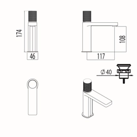Hidromet griferia lavatorio monoc texture gold 9801gold