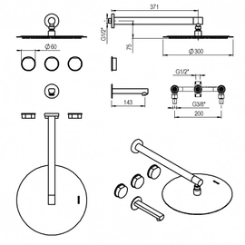 Griferia de ducha Hidromet Luxury c/transf white 15008BL