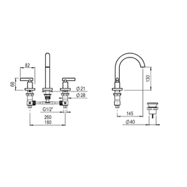 Griferia Lavatorio De Apoyo Nivus Black 11406NEGR Hidromet