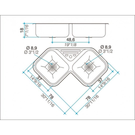 Bacha de cocina doble esquinera Johnson D78A