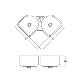 Bacha de cocina Mi Pileta Esquinera doble bajo mesada 550