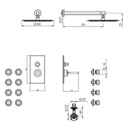 Griferia ducha 2V c/escocesa monocomando Hidromet Icon black 11113NEGR