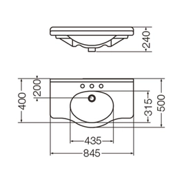 Bacha de lavatorio Ferrum 85cm limoges 3AG blanco LIM-MS-002-BL