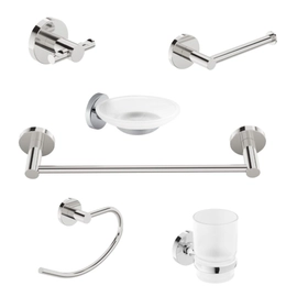 Kit accesorios para baño 6 piezas Peirano linea 19000 cromo 19006
