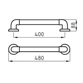 Barral recto Ferrum 40cm traful blanco ESP-BR-013-BL
