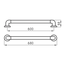 Barral Ferrum 60 cm traful recto negro ESP-BR-015-NE