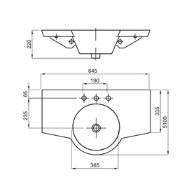 Bacha de lavatorio Ferrum 85 cm marina 3 ag MAR-MS-304-BL
