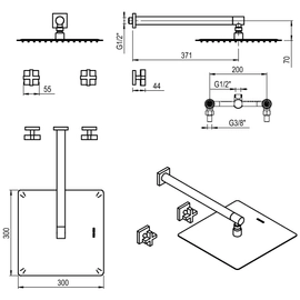 Griferia de ducha Hidromet Block s/transf cruz 03404NEGR