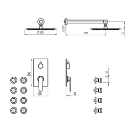 Griferia de ducha 2V c/escocesa monocomando Hidromet Space cromo 9613CRCR