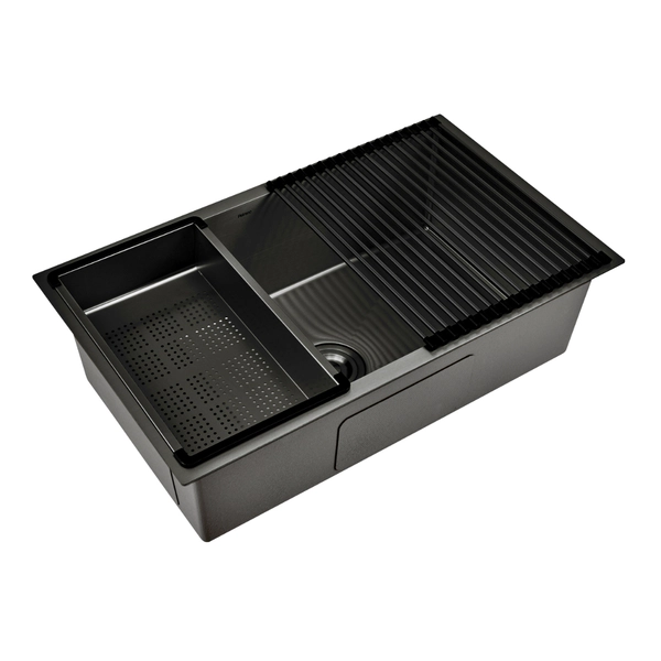 Bacha emb cocina c/accesorios Peirano 750x450x220 Gun Brushed BAI01N(B)
