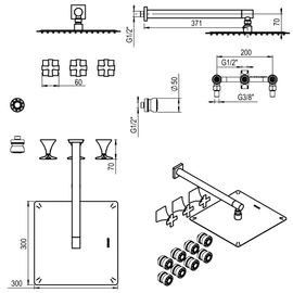 Griferia de ducha Hidromet New Castle 2V c/transf y escocesa 51057CRCR