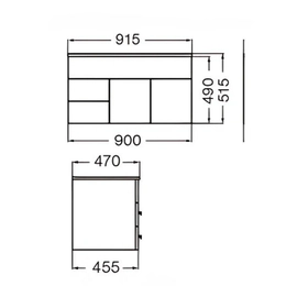 Mueble vanitory Ferrum 90x46 cadria de colgar CDR-MB-021-M0
