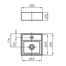 Bacha de baño Ferrum tori cuadrada mini TOR-BH-070-BL