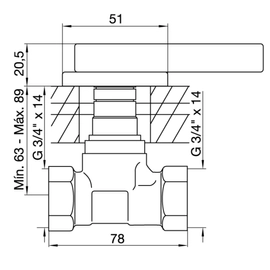Llave de paso Novum skyline 3/4 brushed brass FR480/J9-BB