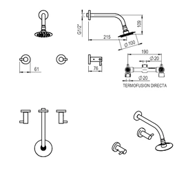 Griferia de ducha Hidromet s/transf Jet cromo 03704CRCR