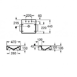 Lavatorio Roca Diverta 470 3 Agujero Bco