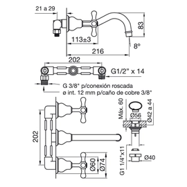 Grifería de lavatorio FV denisse cromo 0203/64-CR
