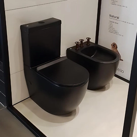 Inodoro largo c/ asiento Peirano Stone negro INO104N-1(B)