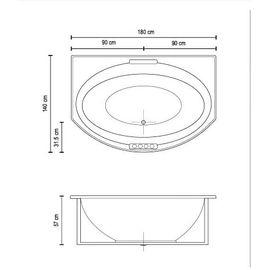 Bañera Versailles Oasis Due solo casco 180x140 bco