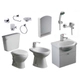 Juego baño Ferrum Andina Sanitarios+Griferia+vanitory+espejo