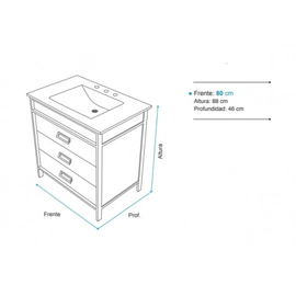 Mueble Campi Iron 80 vintage con mesada 3 ag IR80RCL3