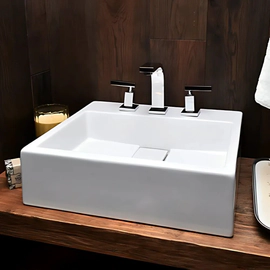 Bacha de lavatorio Ferrum temple qubiq 3 ag blanca QUB-BH-156-BL