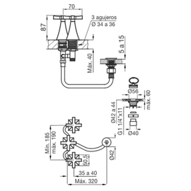 Grifería de bidet FV urbano a sopapa 0295/H3-CR
