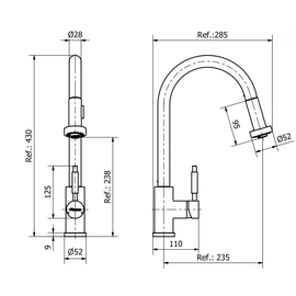 Grifería de cocina Piazza gourmet rociador extraíble 10300