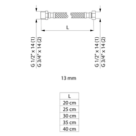 Flexible FV complementos tubo macho 40 cm