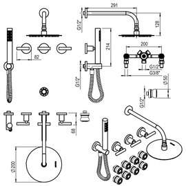 Griferia de ducha Hidromet Sun 3 vías lever black 04547NE
