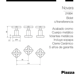 Grifería Bidet Piazza Novara c/ Transferencia cr
