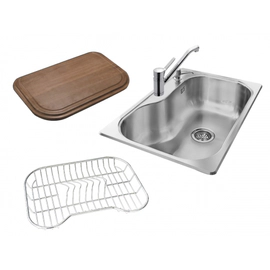 Bacha Cocina luxor Johnson Si71A +Griferia Fv+accesorios