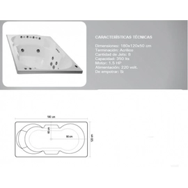 Bañera Versailles Jalisco Due solo casco 180x120 bco