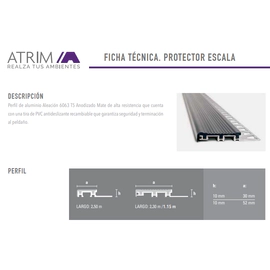 Protector Escalon Atrim Escala alum/pvc 10x30mm 3924 negro