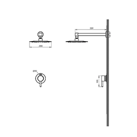 Griferia de ducha Andez Match XXL Monocomando negro 0616.19.1.07.07