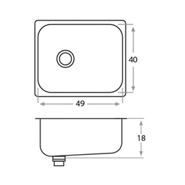 Bacha de cocina Mi pileta 44x34x20 simple bajo mesada 443
