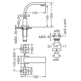 Grifería de lavatorio FV dominic pico largo 0207/85-CR