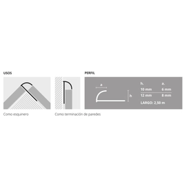 Guardacanto arco cromo brillante 6 mm x 10 mm x 2,5 m Atrim