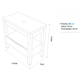 Mueble vanitory Campi 80cm oak s/mesada OA80