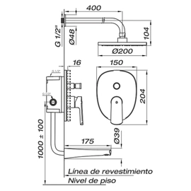 Grifería de ducha FV aromo con transferencia 0106/D8-NG