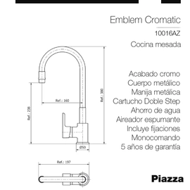 Grifería Gourmet Piazza Emblem Azul Flexible