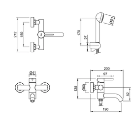 Griferia ducha exterior monocomando c/transf steel 83-205-CR Peirano