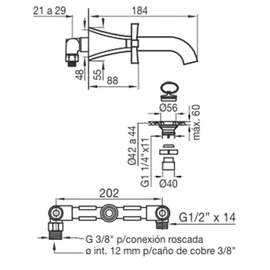 Grifería de lavatorio FV urbano cromo de pare 0203/H3-CR