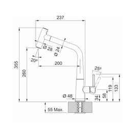 Griferia monocomando cocina Franke Grifo icon black matt 0625-190