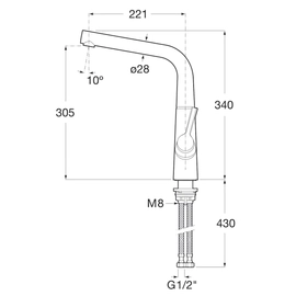 Griferia cocina monocomando syra pico 90º cromo Roca