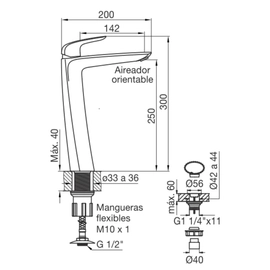 Grifería de lavatorio FV epuyen monocomando 0181.02/L2/NG